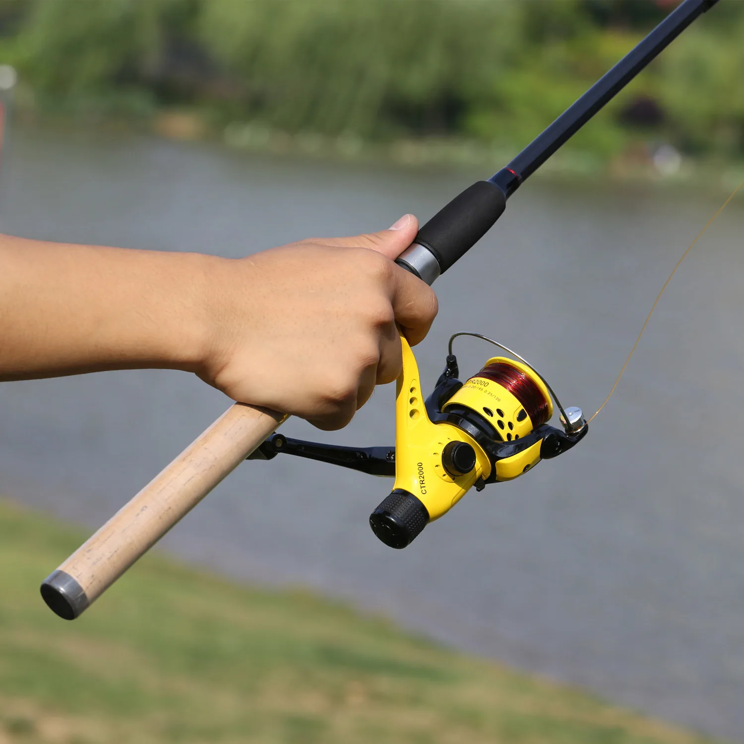 Sougayilang 6 Section Spinning Fishing Rod Combo M Power Carbon Fiber Fishing Rod with 11+1BB Carp Fishing Reel Pesca
