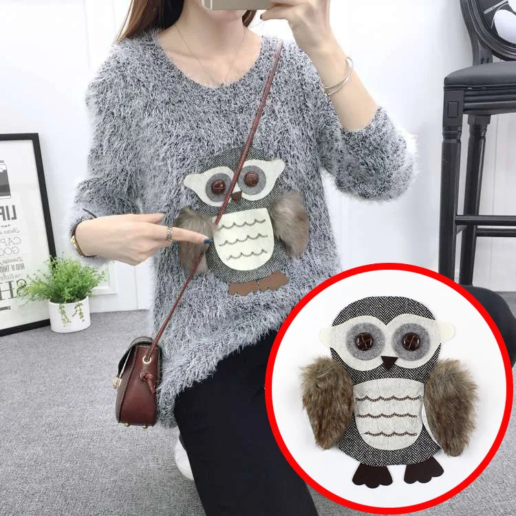 

4Pcs 21*23cm Sweater cloth embroidered owl patches accessories diy joker large patch applique cartoon style owl applique A1341