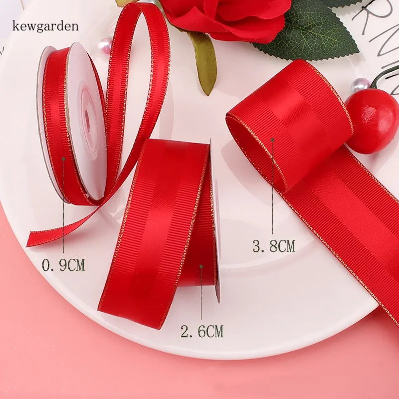 Kewgarden атласные ленты с золотыми краями 40 мм 26 9 упаковочная лента вручную