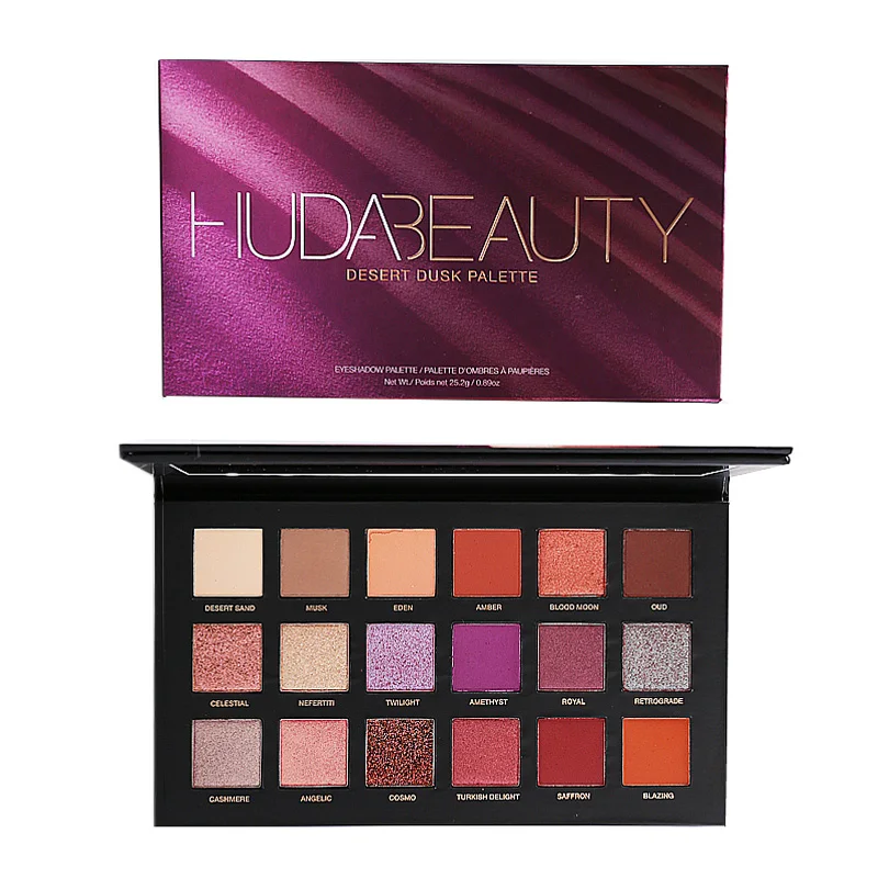 Hudas beauty тени для век палитра 18 цветов пустыня Сумерки матовые с блестками макияж в