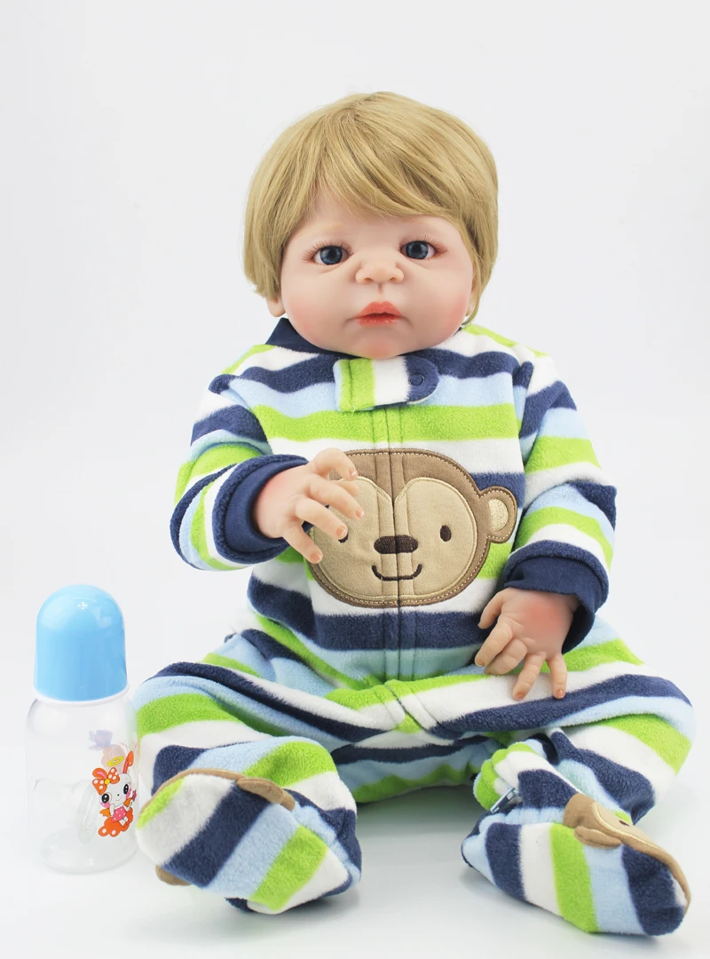 55 см полностью силиконовые куклы Bebe Reborn водонепроницаемый корпус 2" реалистичные виниловые куклы для новорожденных мальчиков светлые волосы Купание игрушки подарок на день рождения