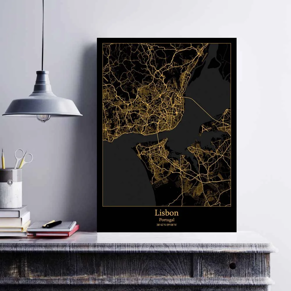 Coimbra Lisbon Porto Portugal Map Poster | Дом и сад