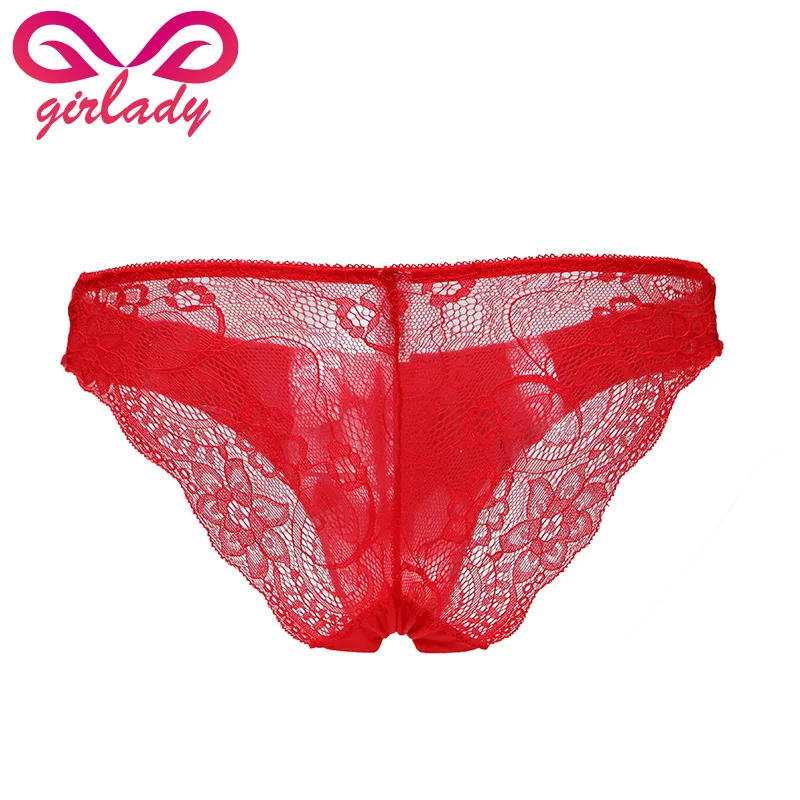 GIRLADY Sexy Panties Women Pink Red Lace Underwear Soft Seamless Briefs Female Low Waist Design Transparent Lady Intimates |