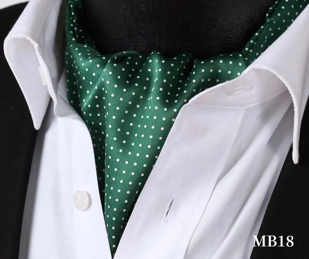 MB18 Green Узор в горошек, в клетку шелк аскотский галстук, повседневные жаккардовые шарфы галстуки Тканые Вечерние Ascot MB - Цвет: MB18 Green