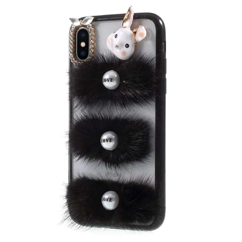 Dulcii для iphone х чехол 3D Кролик декор стразами Мех животных PC ТПУ телефона IPhone X|for