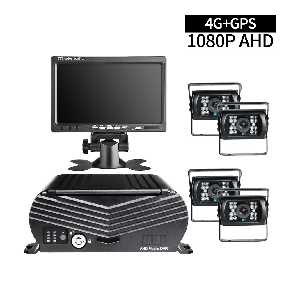 4G + GPS 1080P 4CH Мобильный автомобиль DVR регистратор школьный автобус грузовик такси с