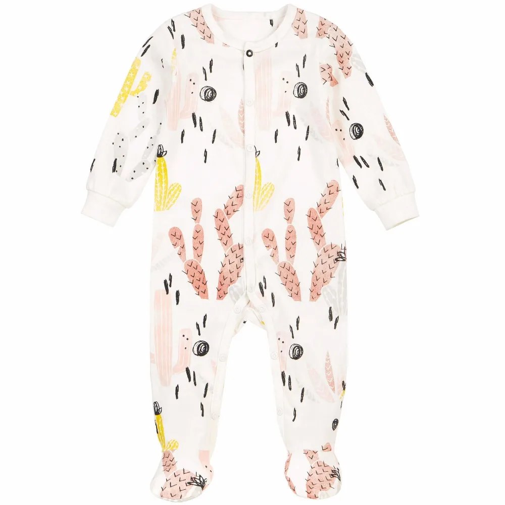 2017 новорожденных Осень Зима Милые Красочные кактус печати с длинным рукавом для