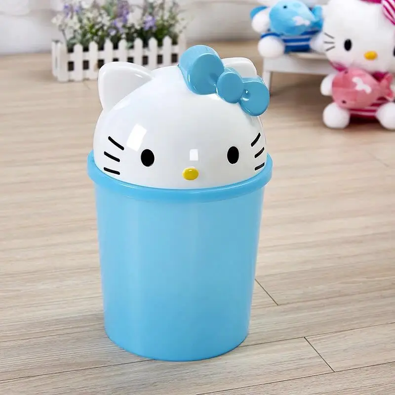 Cute Cat Table Bedroom Mini Trash Bin for Car Storage Bins Waste Basket with Lid Bathroom Trash Can Living Room Recycle Bin Pink