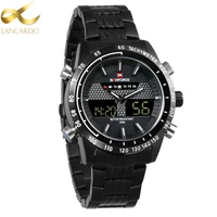 mens watches luxury brand lancardo military sports digital led watch stainless steel quartz dual display wrist watch male clock