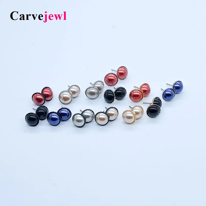 Carvejewl серьги гвоздики цветные богатые жемчужные круглые для женщин ювелирные