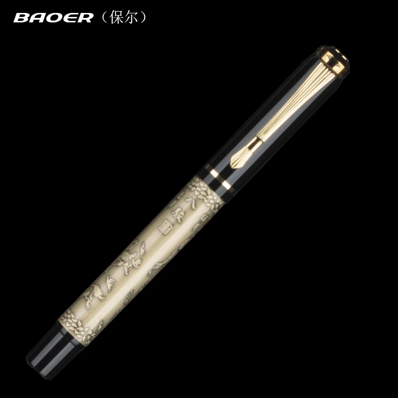 Baoer 507 перьевая ручка с гравировкой лошади бронзовая цветная чернильная среднего