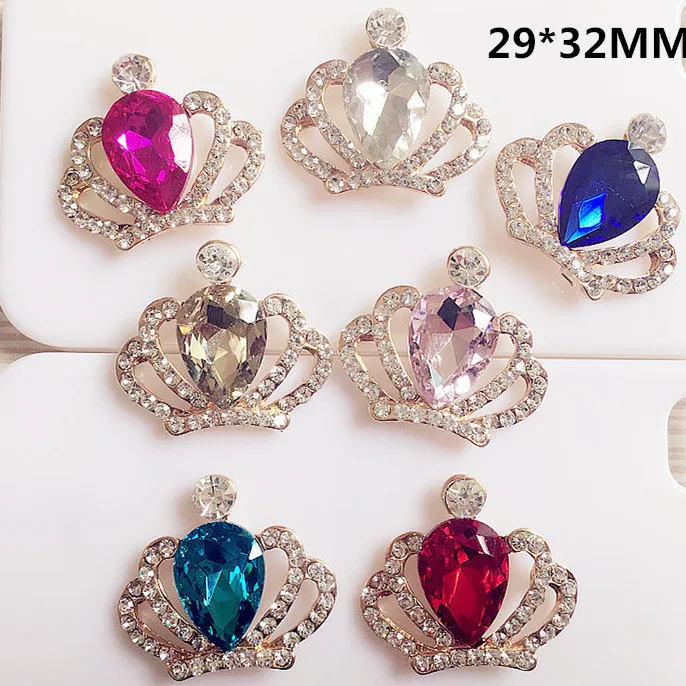 

Hot Sale wholesale 20pcs/lot 29*32mm Diamond button rhinestone appliques Crystal DIY wedding hair decoration Accessories YF91