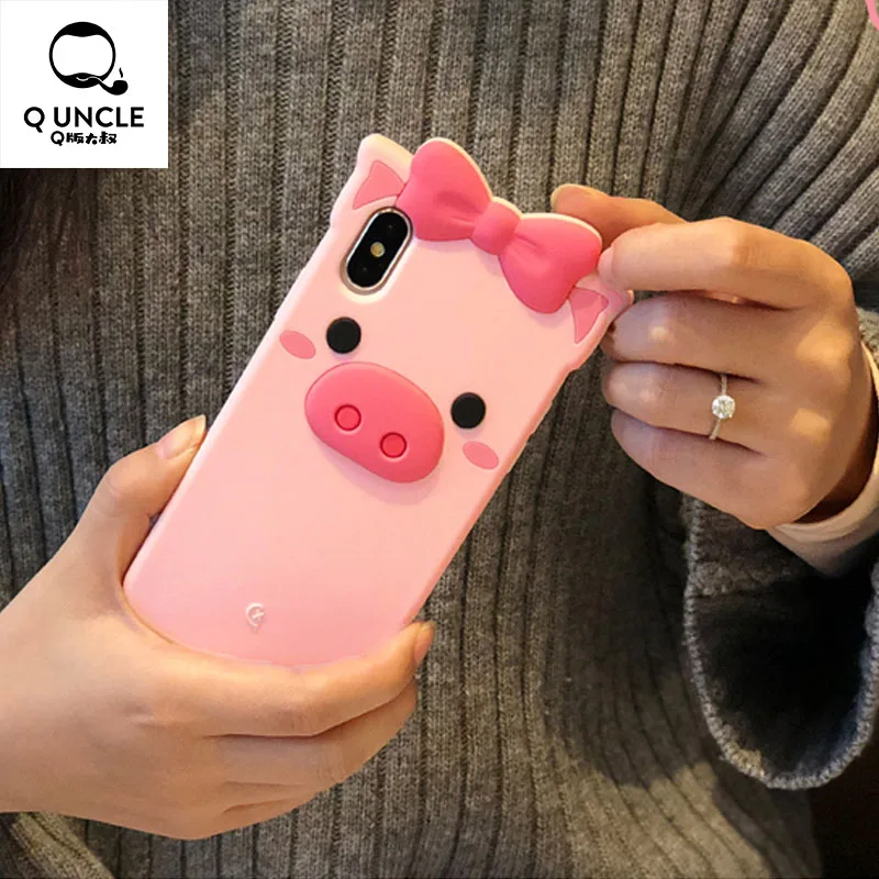 Q UNCLE 3D Cartoon Pink Cute Pigs Soft Silicone Phone Back Cover Case for Samsung Galaxy J2 J7 Prime J710 A7 A8 C7 |