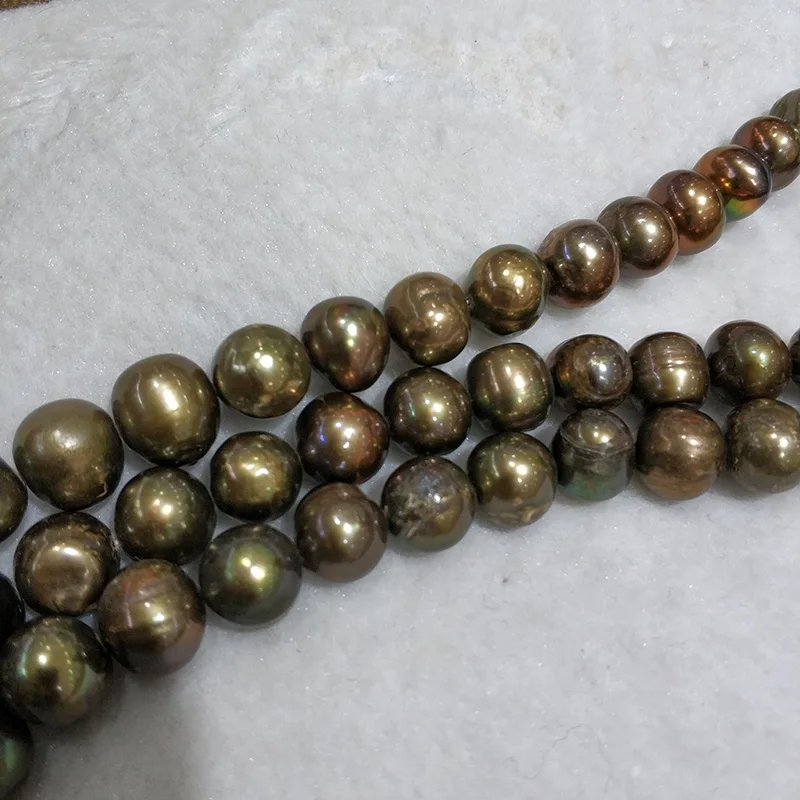 

JYX 2019 DIY pearls material Big round Brass 11-12mm Natural Freshwater Pearl Strands DIY Handmade Jewelry 15" for 1 strings