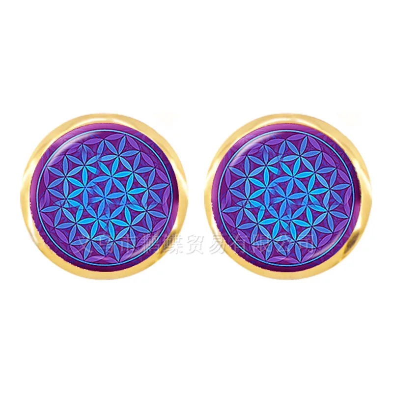 Charm Mandala Art Picture Earrings Henna Crystal Earring Yoga Om Symbol Zen Buddhism Glass For Women Girls Jewellery | Украшения и
