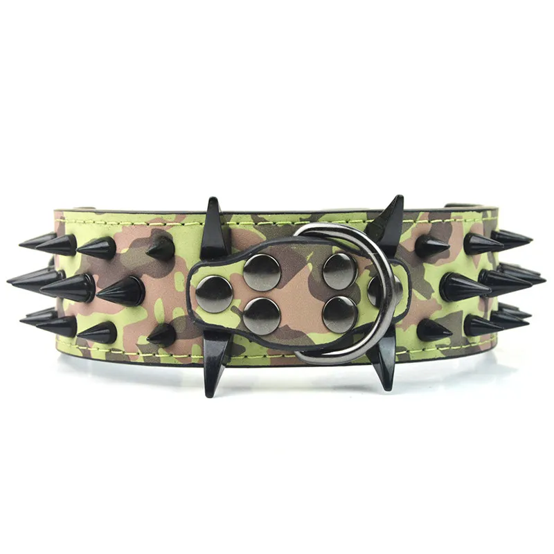 Camo Крутой острый Шипованный собачий ошейник из искусственной кожи для средних и больших собак питбуль мастиф боксер хулиган - Цвет: Camo