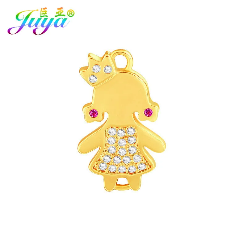 gold red girl Поставки для ювелирных изделий материал DIY Золото/фигурка из серебра мальчик девочка Шарм соединители аксессуары для модных браслетов изготовление сережек - Цвет: gold red girl