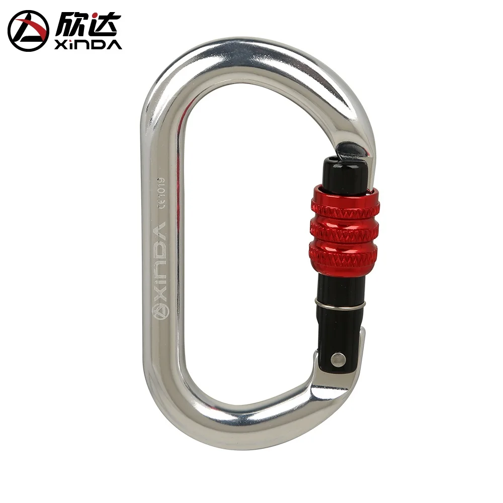 Thread Silver Red XINDA o-тип замок Пряжка Автоматическая безопасность мастер карабин многоцветный 5500lbs крест крюк скалолазание альпинистское оборудование - Цвет: Thread Silver Red