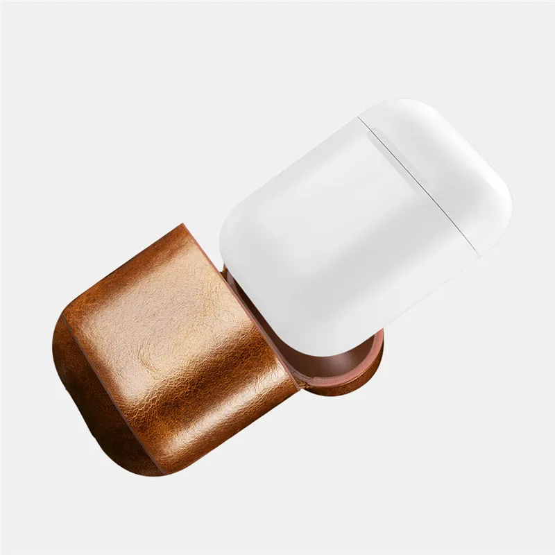 Чехол из натуральной кожи ICARER Oil Wax для Apple AirPods ретро кожаный защитный чехол |