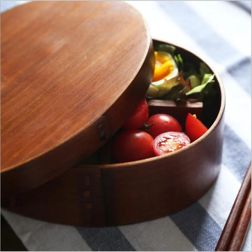 Bento коробки ручной работы натуральная краска деревянная чаша для суши коробка