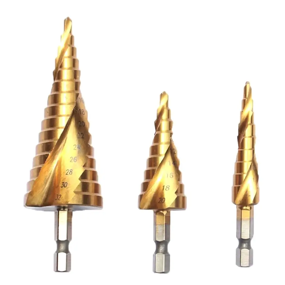 

4-32MM HSS Cobalt Step Drills Nitrogen High Speed Steel Spiral for Metal Cone Drill Bit Set Triangle Shank Hole Cutter