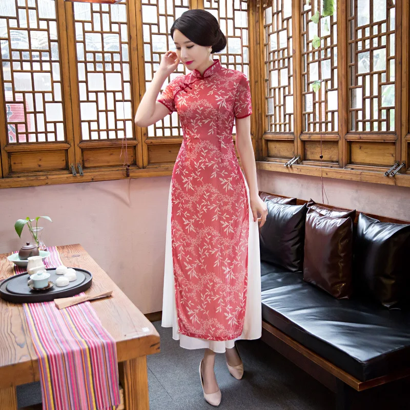 Горячая Китайский Qipao женская Одежда Лучшие Качества С Коротким Рукавом Cheongsam