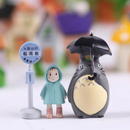 Studio Ghibli Мой сосед Тоторо зонтик Набор Модель ПВХ Фигурки Мэй куклы гном Террариум фигурки мини сад Декор - Цвет: totoro xiaomei 4
