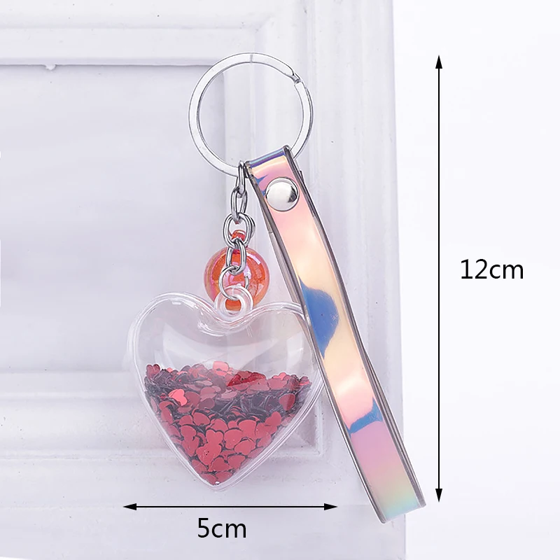 Модный брелок с блестками в форме сердца для женщин подвеска прозрачный и