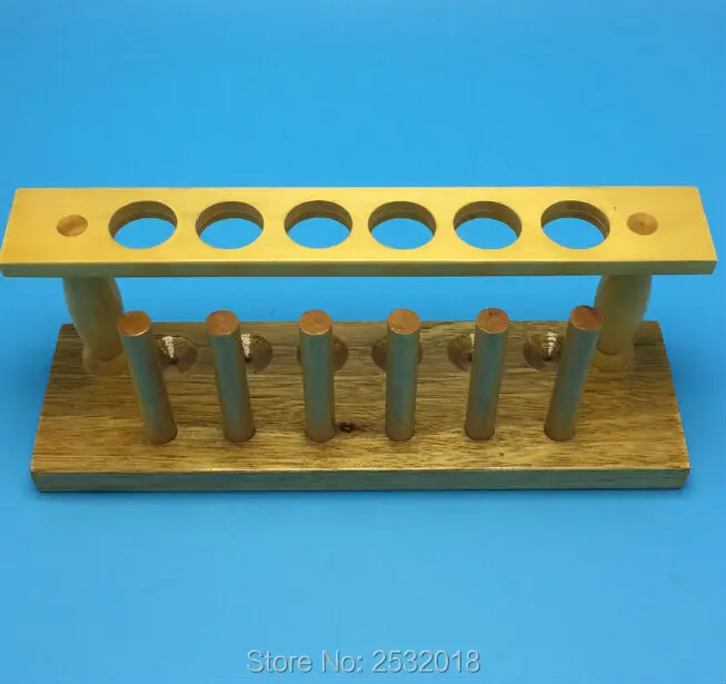 laboratory Wooden Test Tubes Rack, 6 Hole and Wood Material, 21mm in diameter