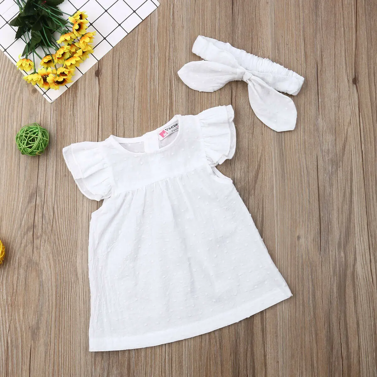 Платье с рукавами крылышками Canis однотонное платье для новорожденных девочек +