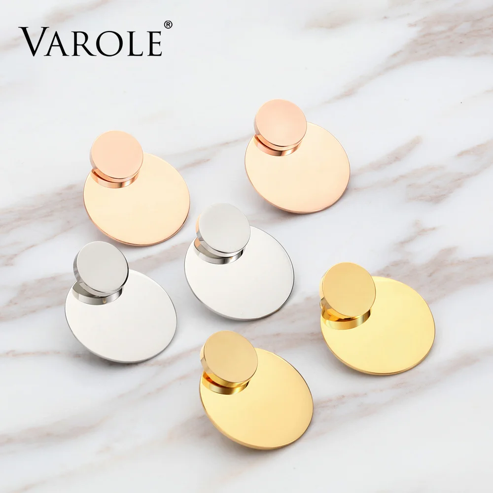 VAROLE, двойные круглые серьги, матовые золотые для ушей, стальные серьги-гвоздики для женщин, серьги-гвоздики, ювелирные изделия, Oorbellen Brincos