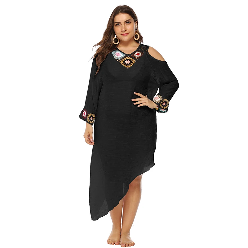 Сексуальный Плюс Размер пляжное платье бикини купальник женская накидка на