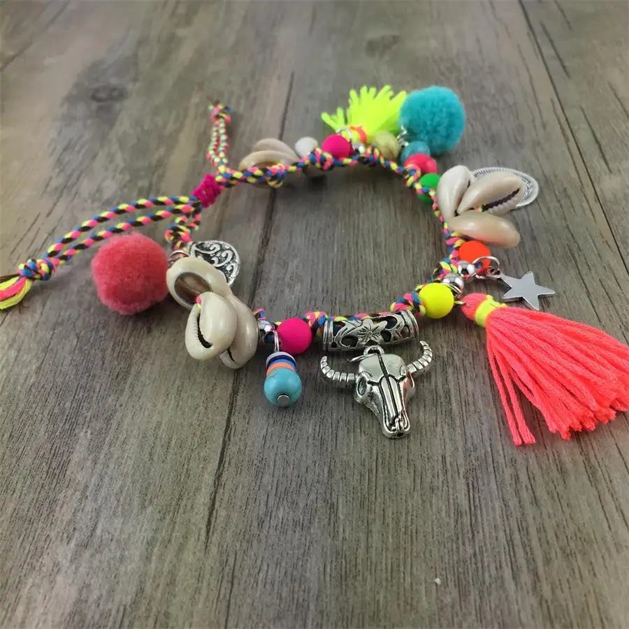 Бохо босоногий пляжный богемный браслет в стиле хиппи на щиколотку ручной работы