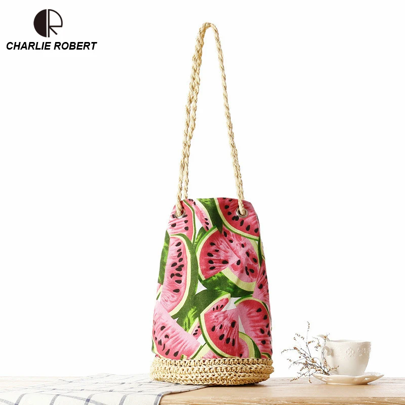 Женская плетеная Сумка через плечо Соломенная пляжная ручной работы в богемном