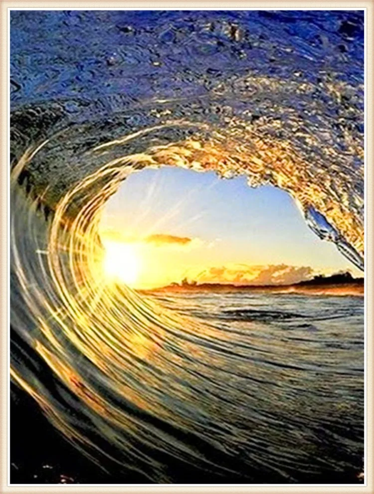 Алмазная 5D Мозаика &quotсделай сам&quot искусственная Бриллиантовая паста quare point Sea