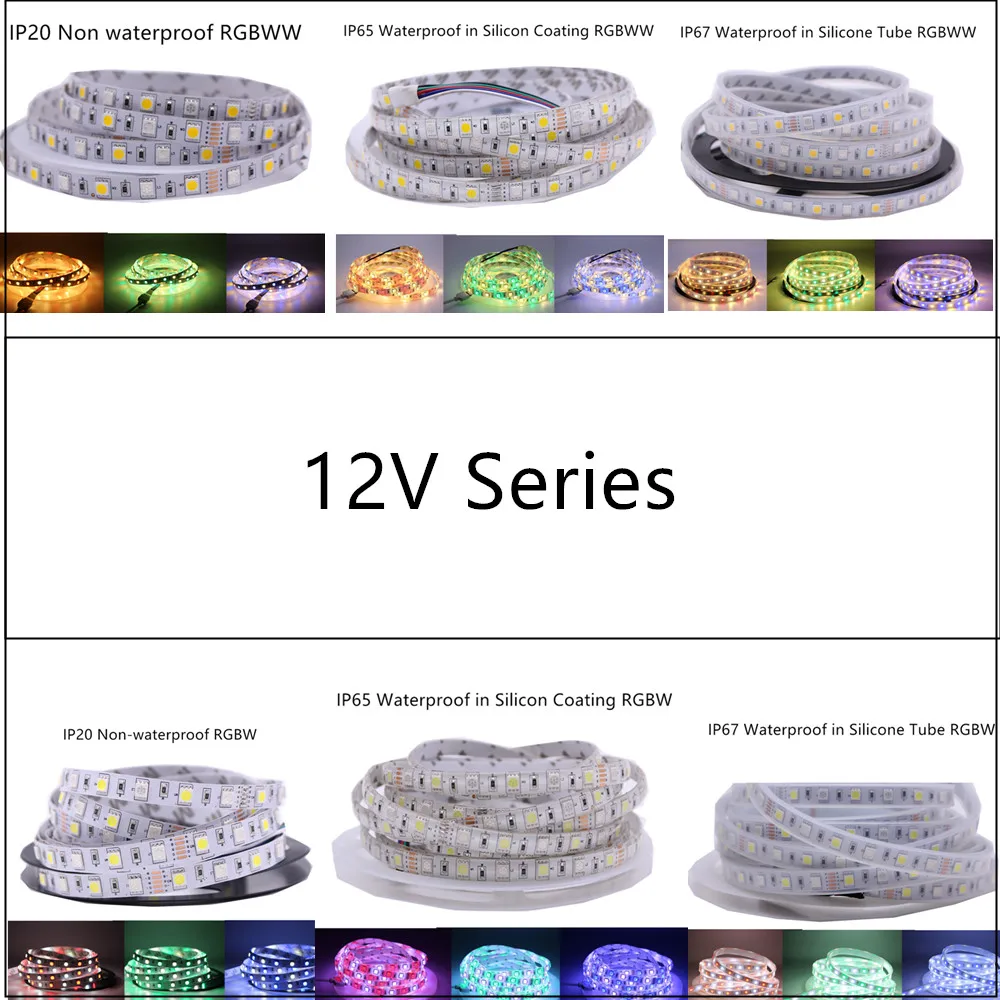 SMD 5050 RGB Светодиодные ленты Водонепроницаемый 5 м 300 светодиодный DC 12 В 24 В W RGB RGBW RGBWW Fita светодиодный полосы света гибкий неон ленты Luz монохромный
