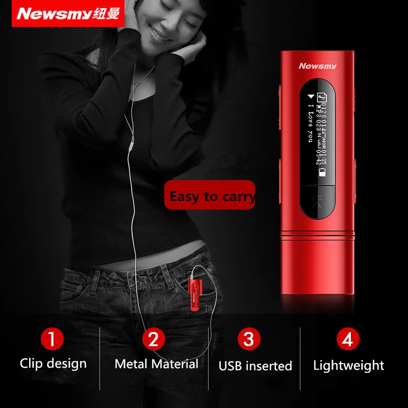 Newsmy B55 без потерь портативный спортивный бег музыка MP3-плеер с клипсой диктофон fm-радио электронная книга TF u-диск студентов walkman