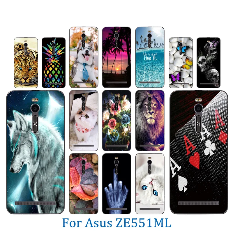 Чехол для Asus Zenfone 2 ZE551ML Мягкая силиконовая задняя крышка с узором Marb чехол 5 &quotдля