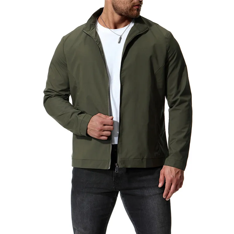 Британский стиль мужская хлопковая однотонная тонкая куртка повседневная с