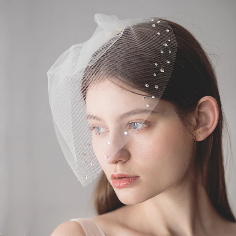 SLBRIDAL Однослойная свадебная вуаль с кристаллами расчески белая Фата для невесты