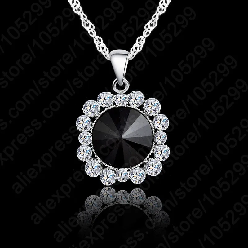

Новое поступление женские ювелирные изделия фианит, циркон, кристалл ожерелье 925 стерлингового серебра ожерелье Черный Цвет кулон для женщ...