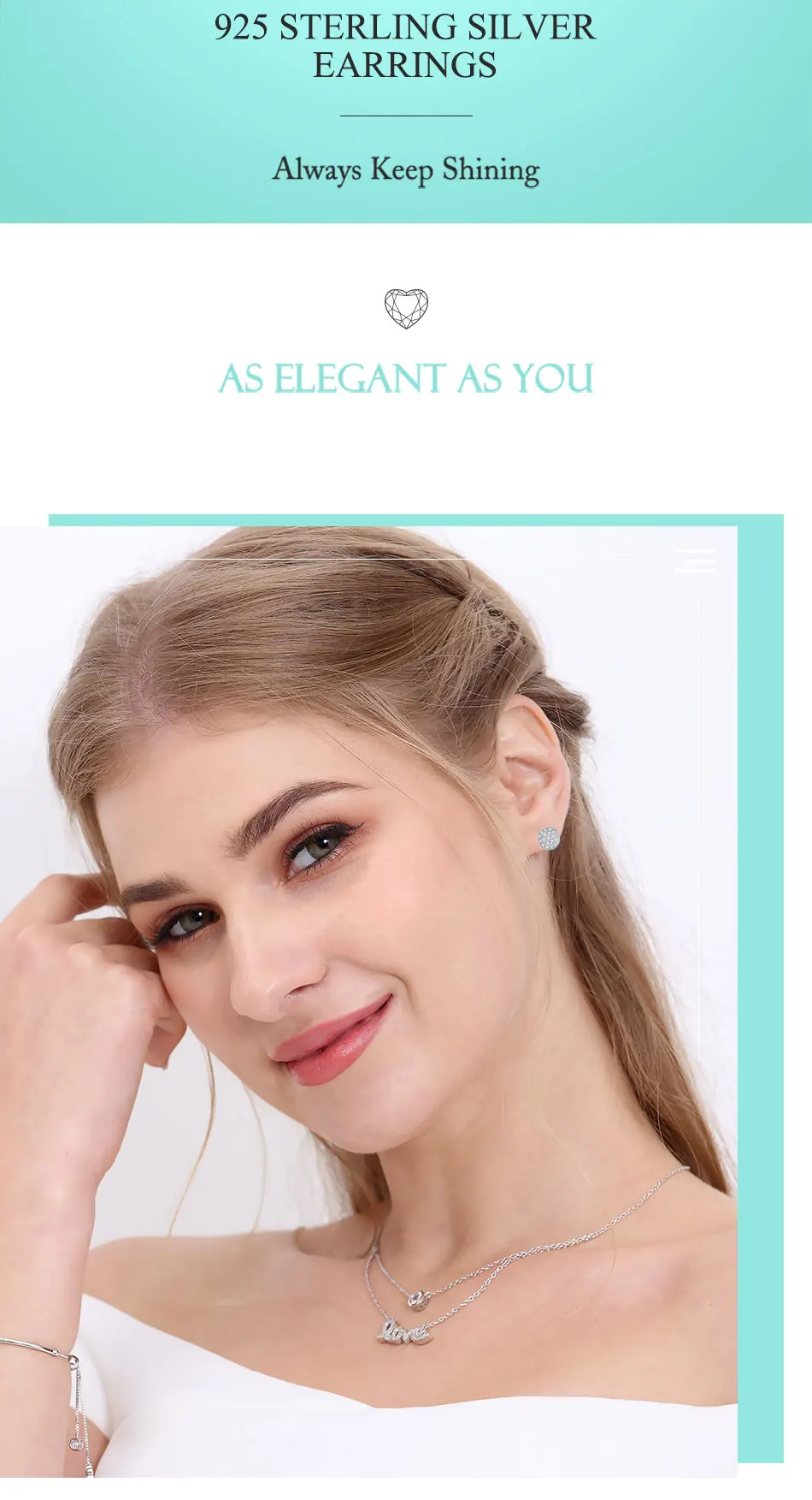 ELESHE Summer New 925 Sterling Silver Earrings Clear CZ Dazzling Droplets Stud Earrings for Women Girls Wedding Jewelry