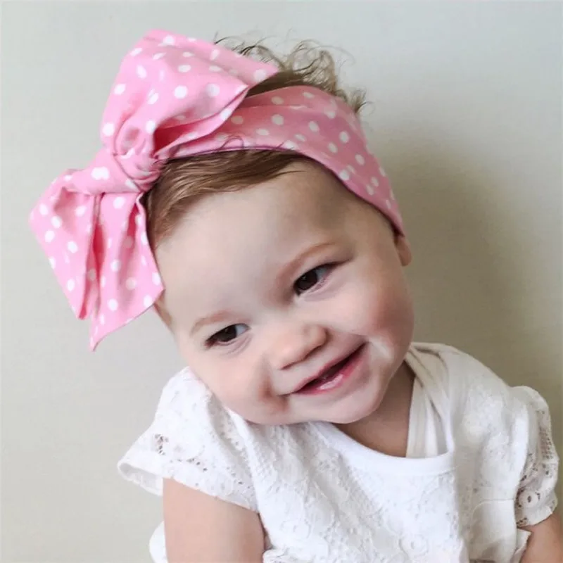 Cinta de punto de lunares para ni&ntilde;a, turbante para ni&ntilde;a, banda para el pelo para beb&eacute;, diademas el&aacute;sticas, accesorios para el cabello-0
