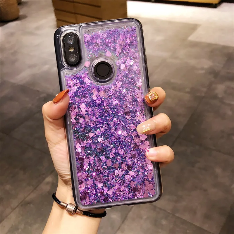 Чехол для Meizu M6 M5 M3 Note мягкий блестящий милый с сердечком динамический жидкий