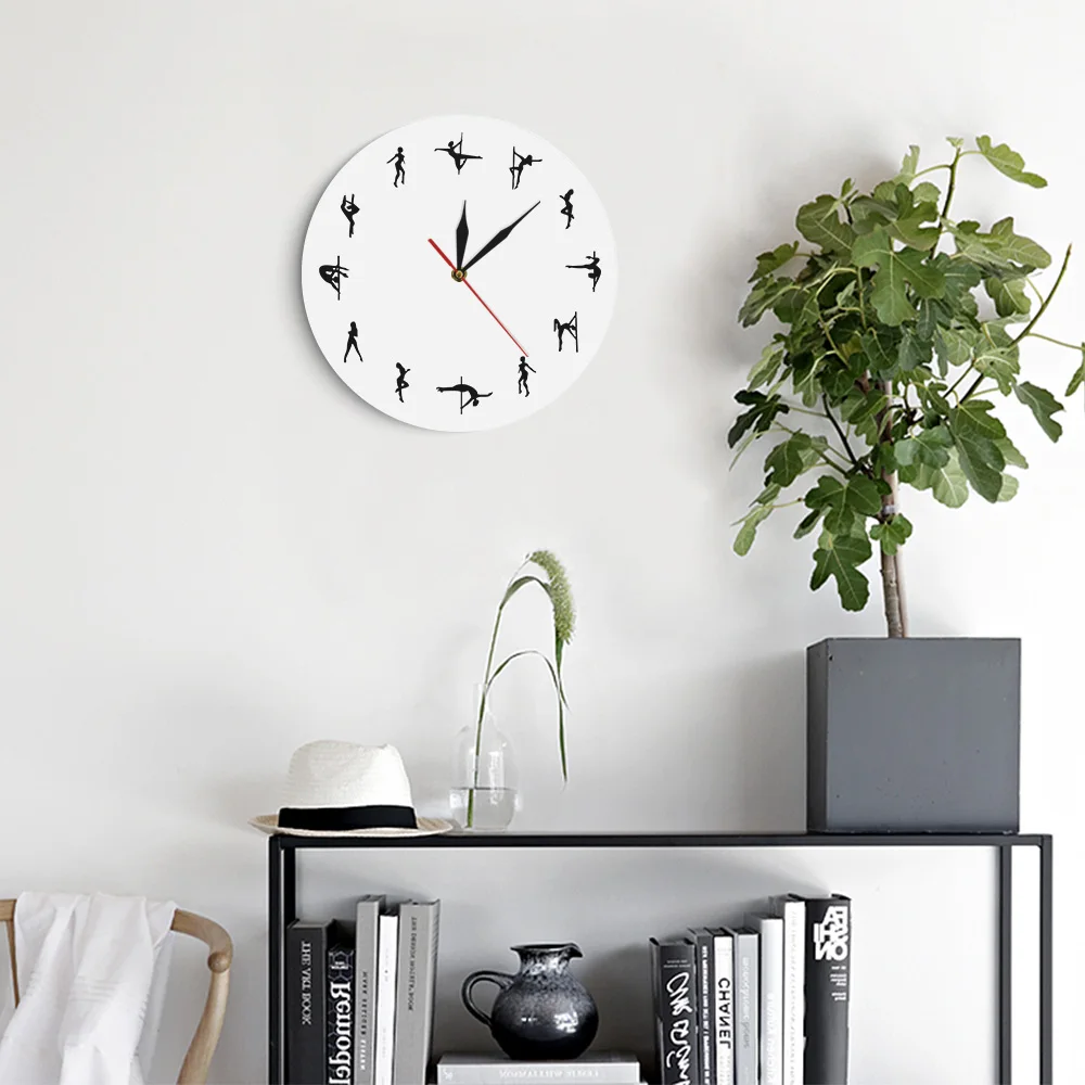 Декоративные акриловые настенные часы для танцев на шесте современные бесшумные