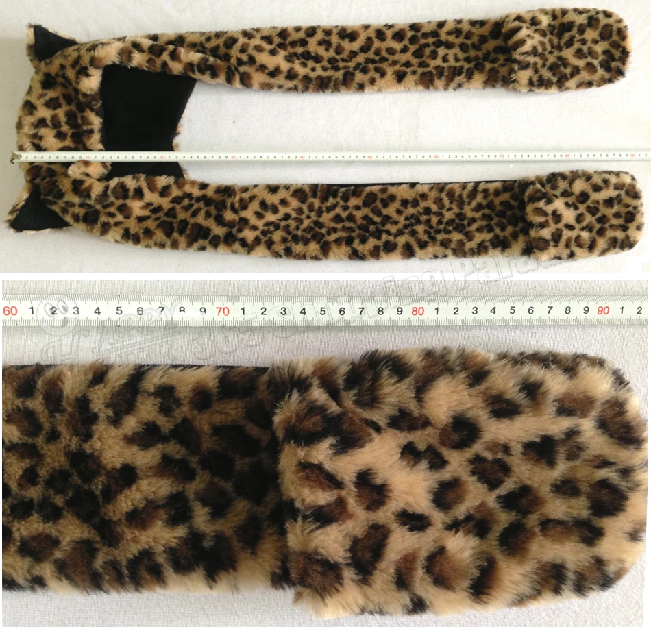 1 шт./лот Модные леопардовые полный животных капюшон Hoddie Hat искусственный мех с