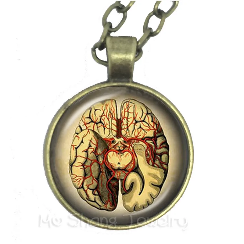 Ожерелье для мозга в виде анатомии человека стеклянный кабошон необычная крутая