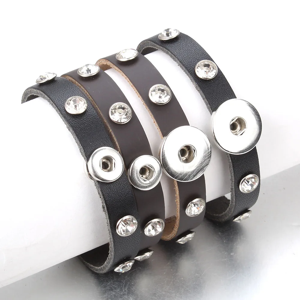 Новый браслет с кнопкой застежкой женский и мужской кожаный застежка оснастка 12