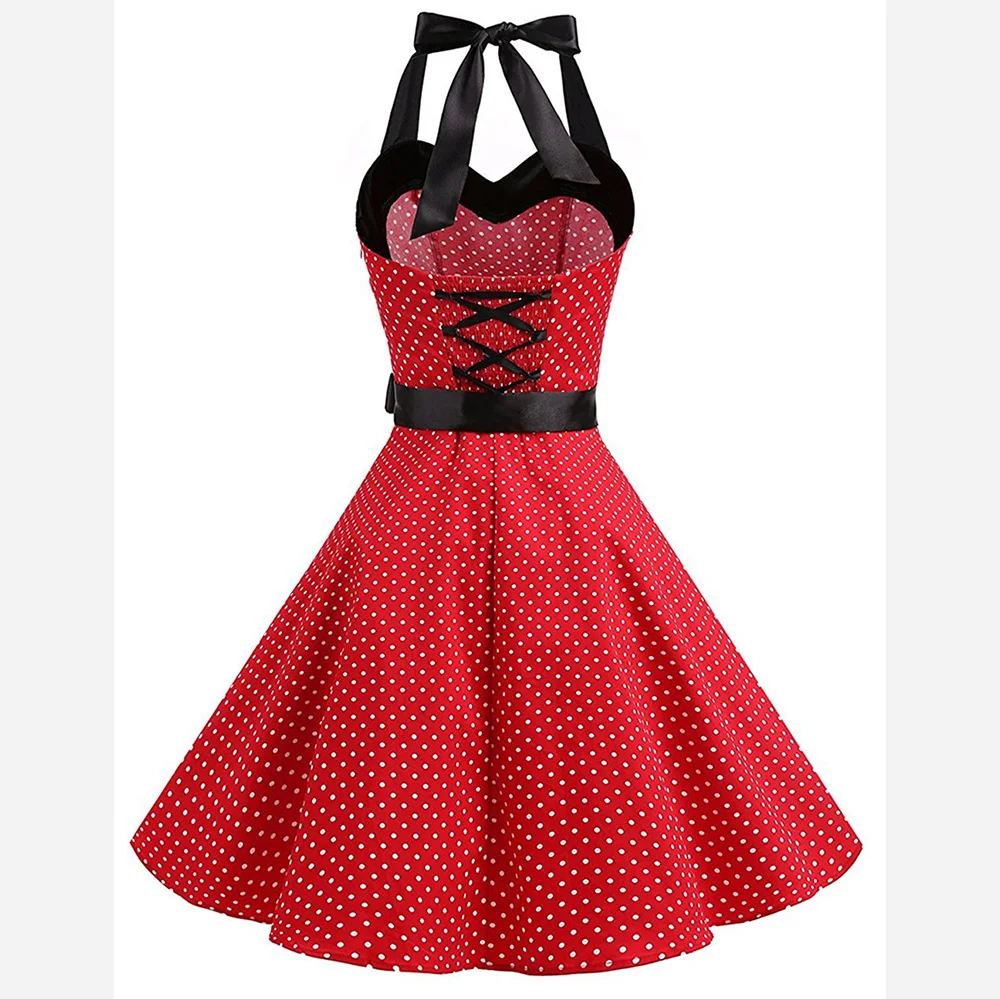 Женское летнее платье в винтажном стиле с узором горошек для вечеринки Ретро