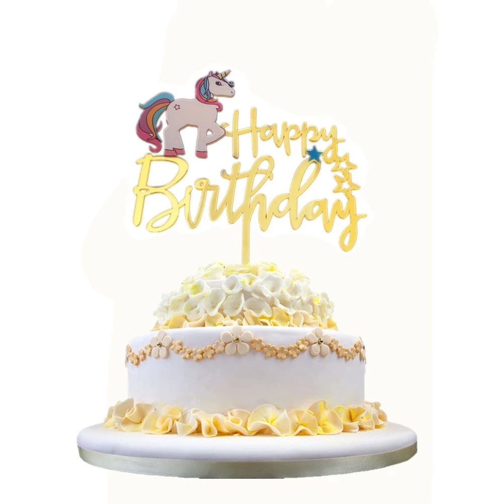 1pc Unicorn Cake Topper Cute Lovely Decorating Cupcake Toppers Dessert Fruit Decor Insert Card Birthday Party Favors | Дом и сад
